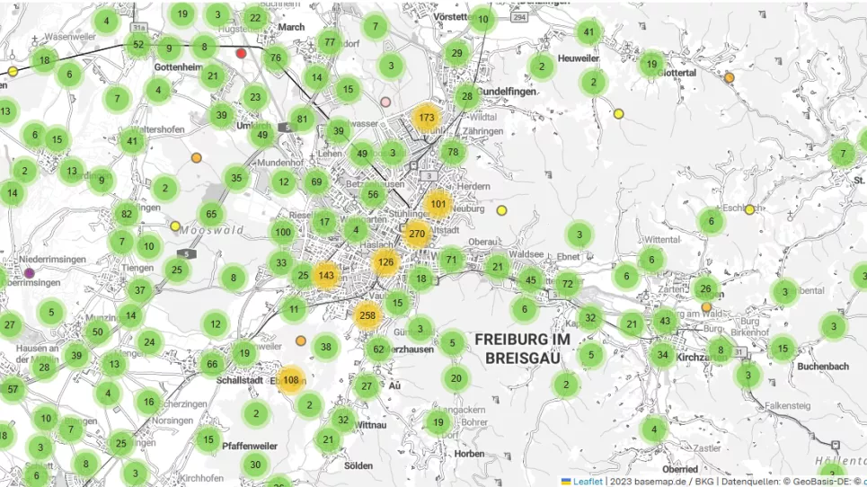 Landkarte mit Bohrpunkten